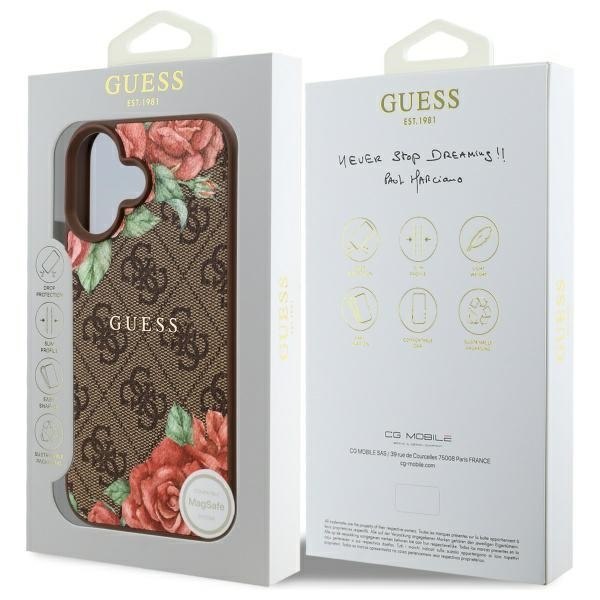 Guess GUHMP16SP4ROPEMCW iPhone 16 6.1" brązowy/brown hardcase 4G Flowers